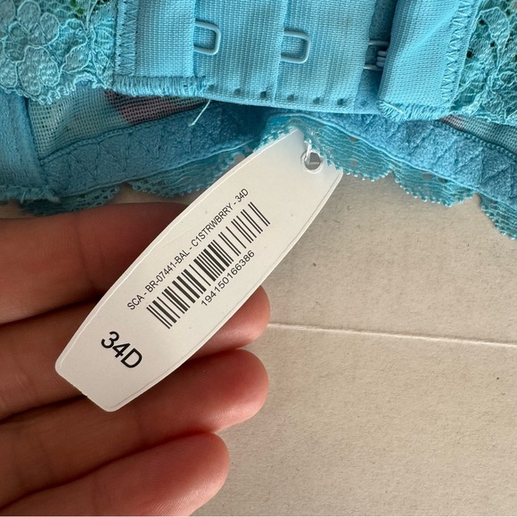 Adore Me Blue Strawberry Bra 34D - Picture 3 of 6